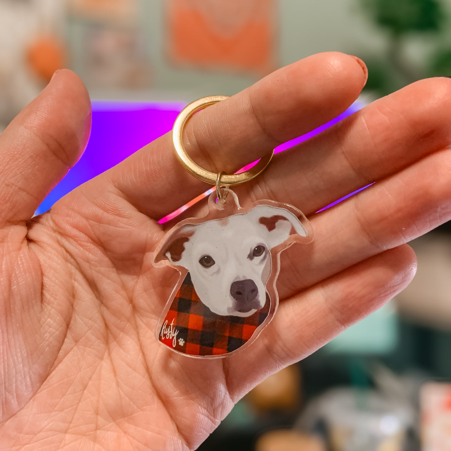 Custom Pet Portrait Keychain